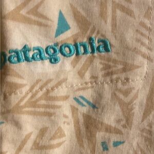 Patagonia Capri pants. Tan turquoise design